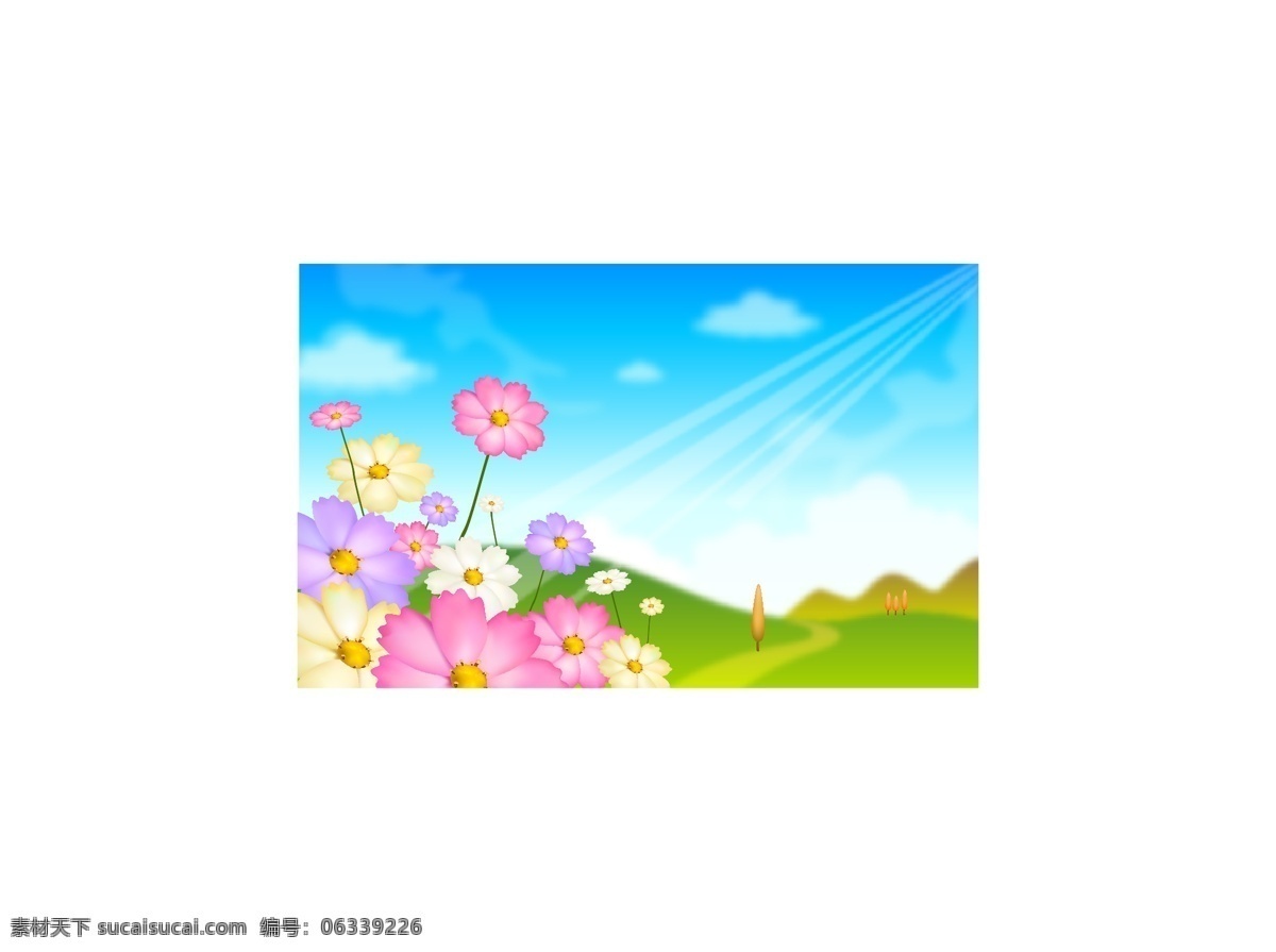 郊外 矢量 韩国风景 花朵 郊外矢量素材 绿色叶子 矢量春天 矢量风景 矢量图 其他矢量图