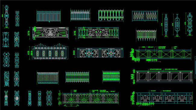 铁艺 栏杆 cad 景观 图纸 环境设计 景观立面 景观设计 景观图纸 图块 园林树木 各种景观公园 园林立面 dwg 黑色
