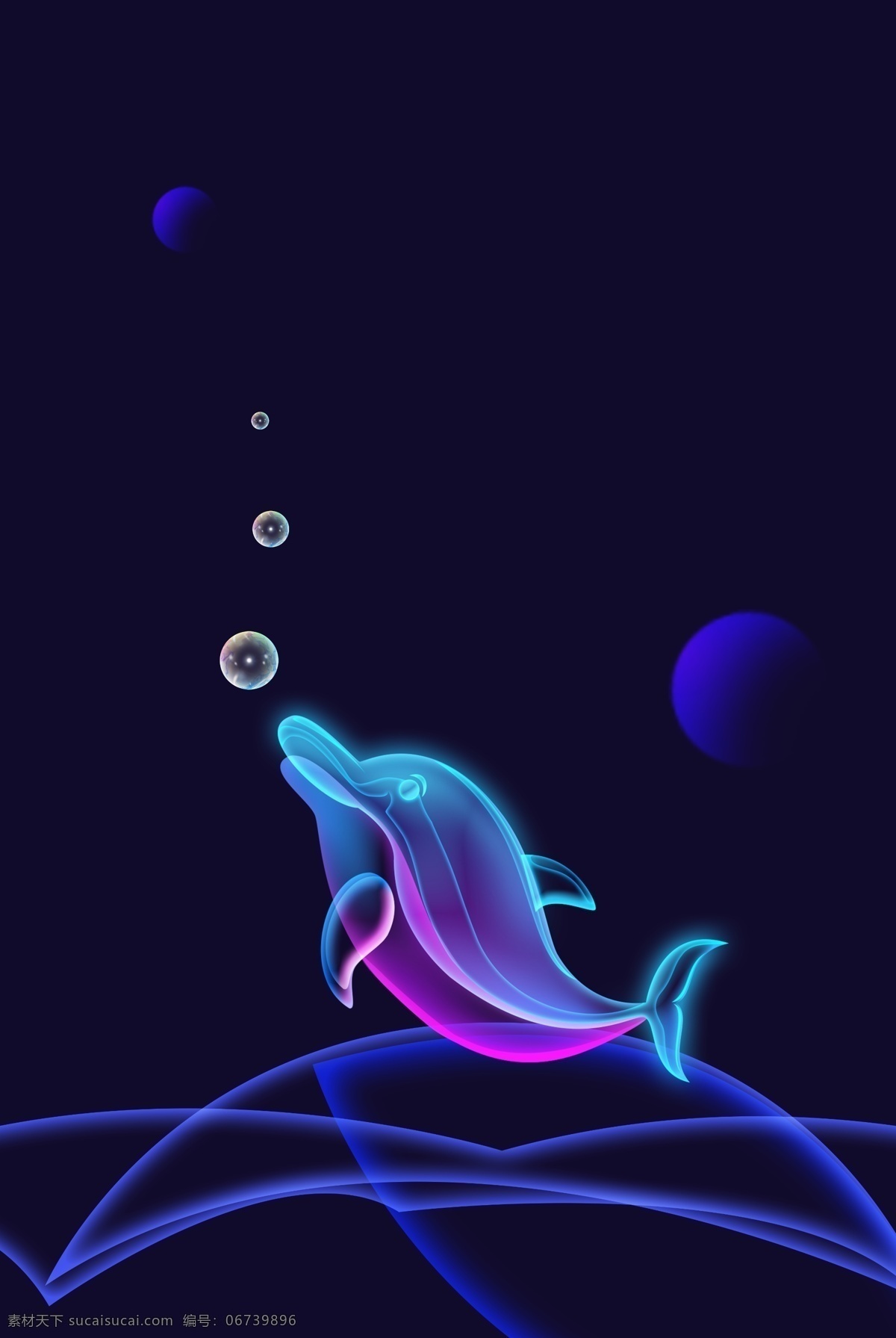 蓝色 渐变 海豚 光 感 透气 背景 海报 光感透气 蓝色渐变 唯美 几何 扁平 闪烁 大气 水泡
