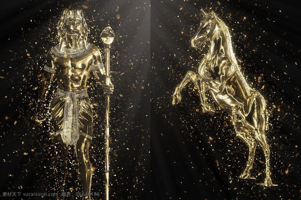 金 五彩 纸屑 photoshop 动作 ps 金色 骏马 拐杖 碎金 彩纸 黄金 预设 法老