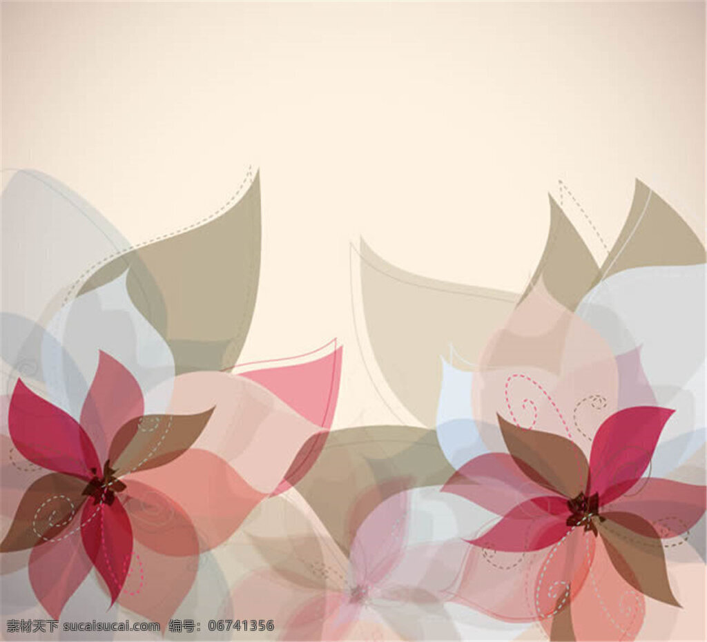 淡雅 花卉 装饰 背景 矢量 花朵 花纹 花型 植物 叠影 卡片 插画 海报 画册 矢量植物 生物世界 花草