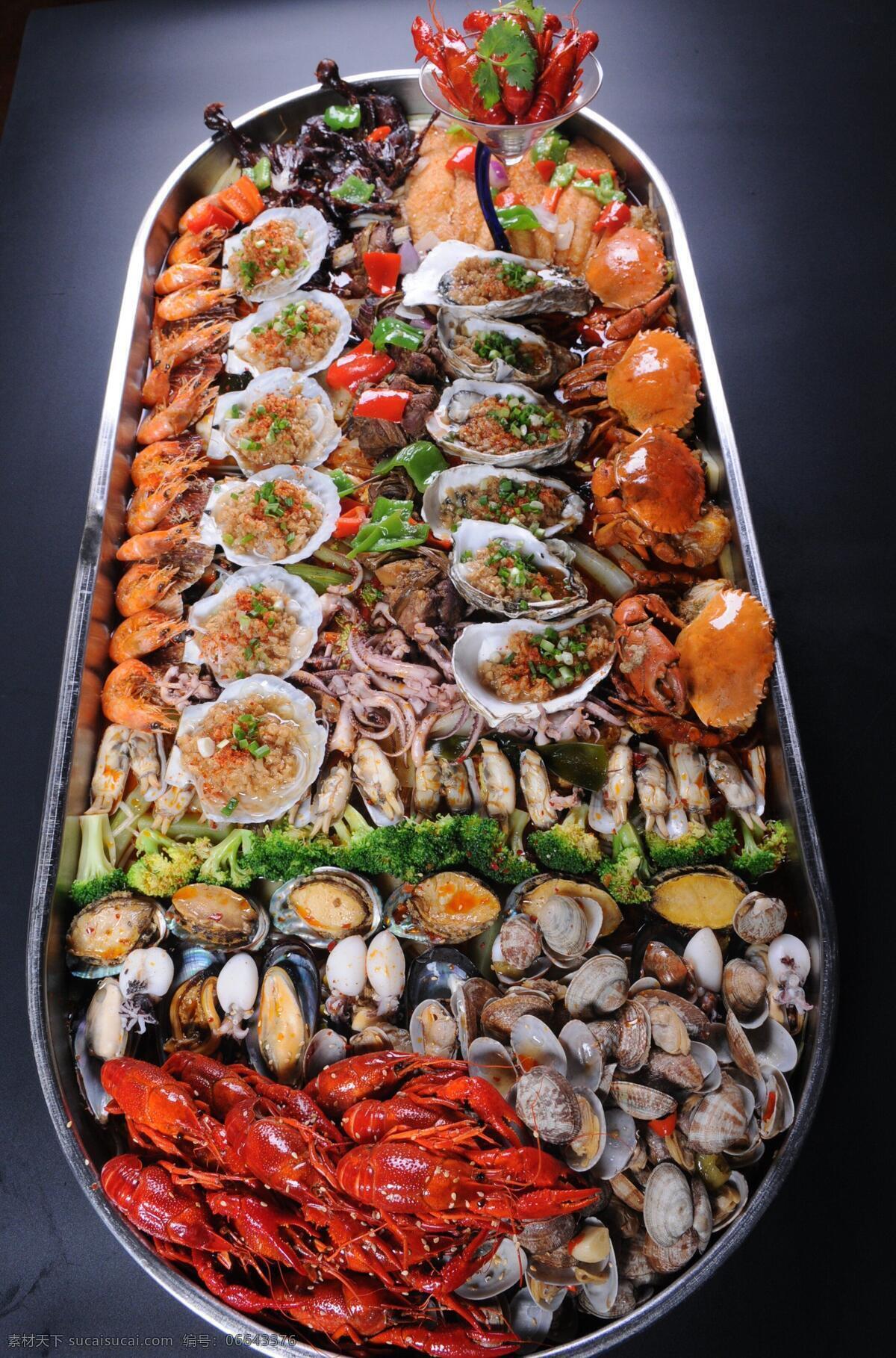 海鲜大杂烩 小龙虾 鲍鱼 大盆海鲜 大盆菜 蟹 生蚝 海鲜 大杂烩 盆菜 豪华大盆菜 餐饮美食 西餐美食
