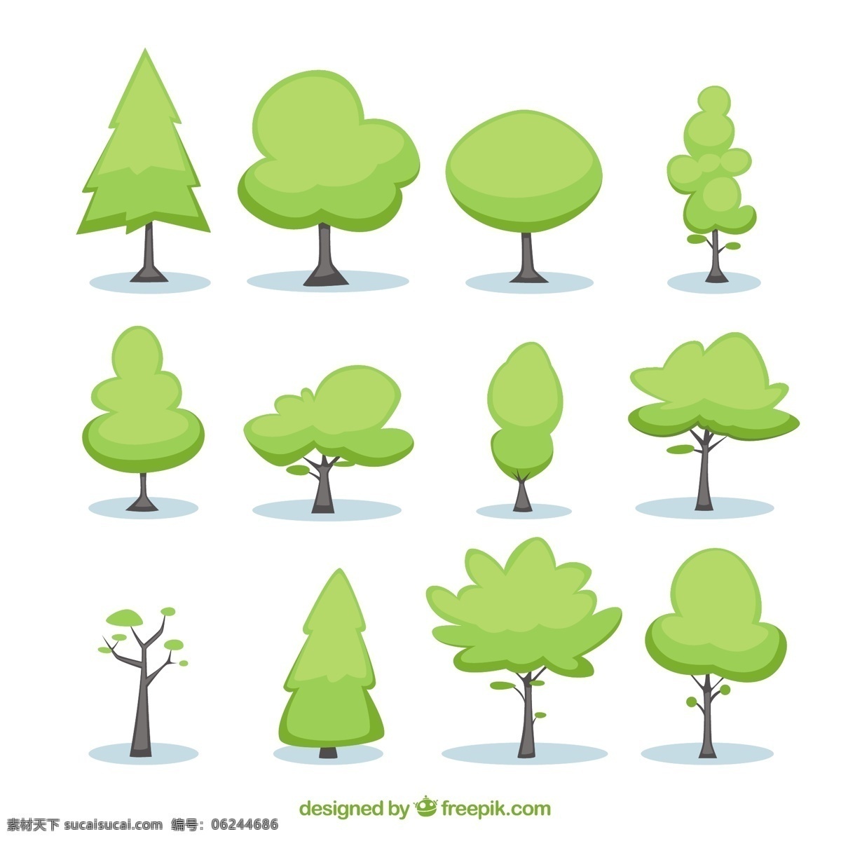 树插图 自然 绿色 森林 树木 插图 植被 图标 高清 源文件