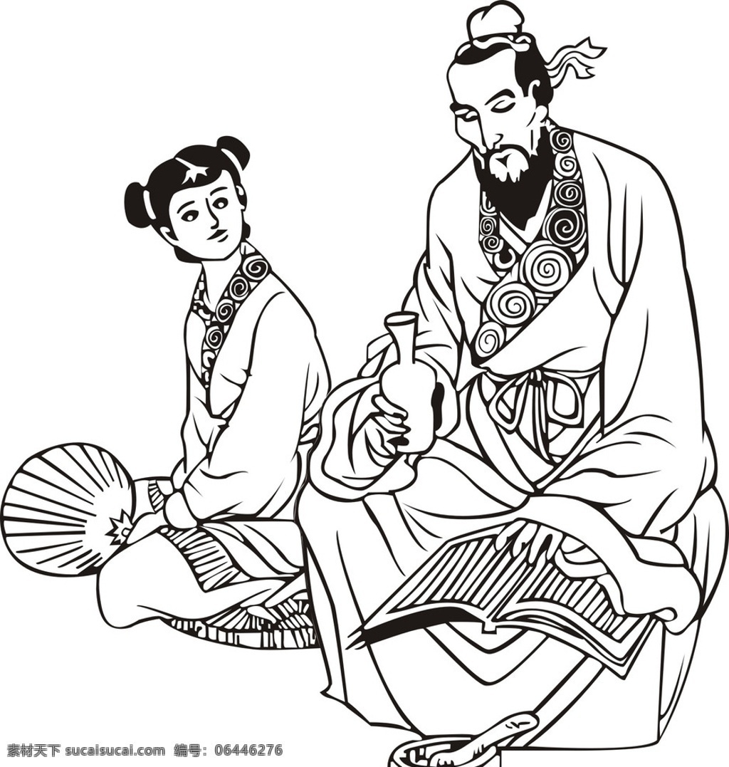 华佗 人物 古代 线描图 线描画 神医 图案 人物图库 人物写真