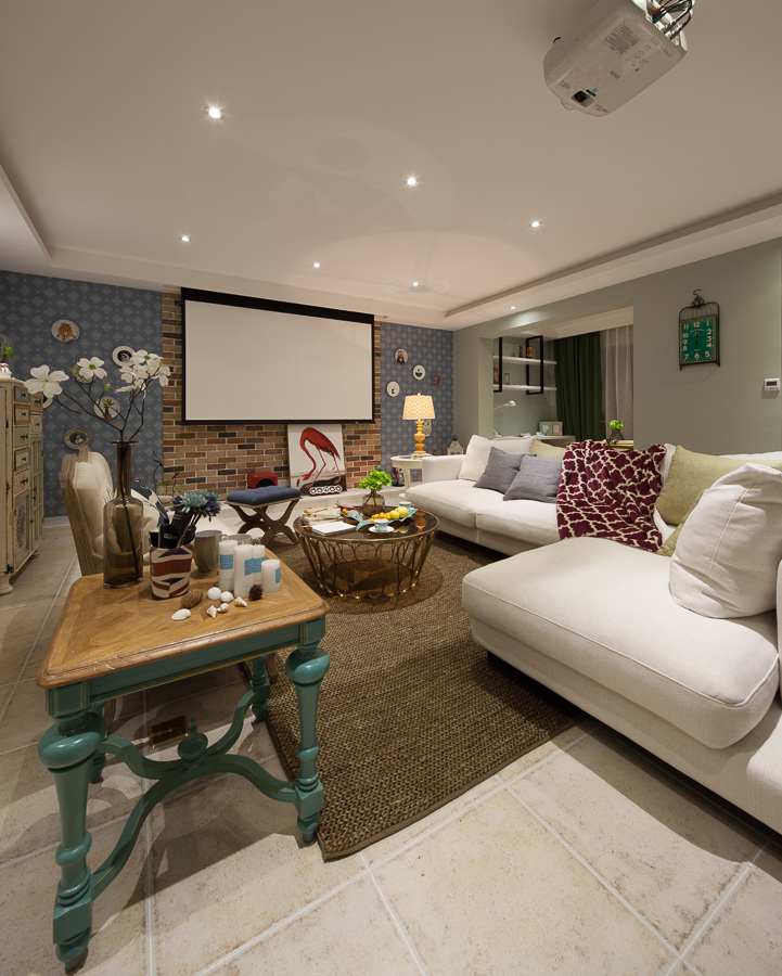 现代 浅色 系 客厅 白色 沙发 室内装修 效果图 客厅装修 白色沙发 木制茶几 褐色地毯