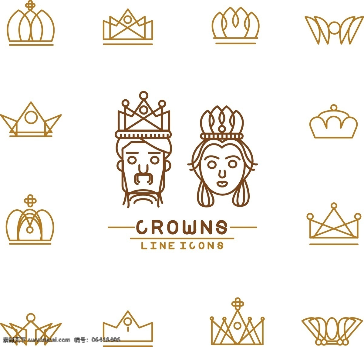 国王皇后皇冠 国王 皇后 皇冠 简笔 线条 标志 女王 动漫动画 动漫人物