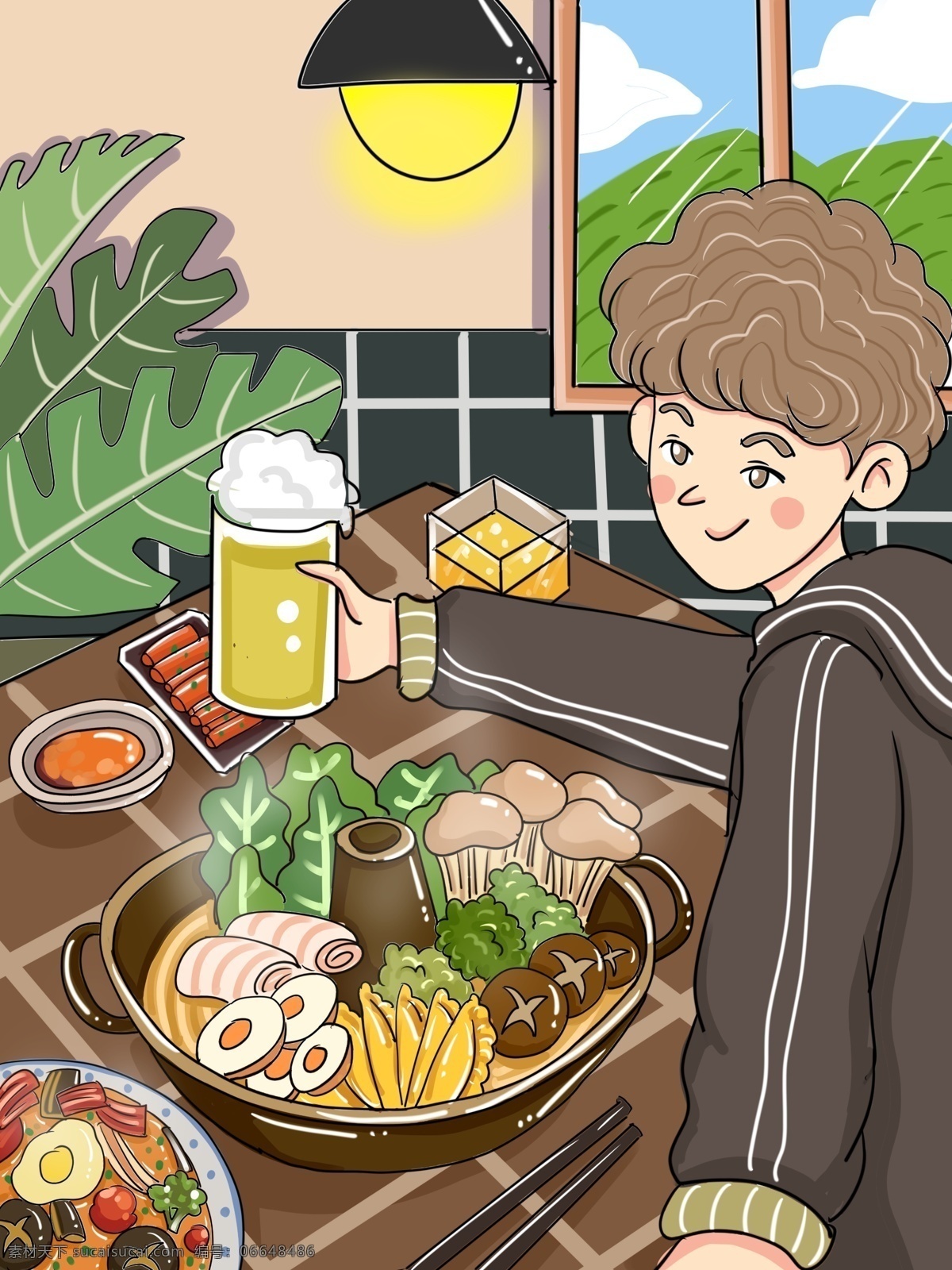 原创 冬季 美食 诱人 火锅 卡通 插画 微信 冬季美食 微博