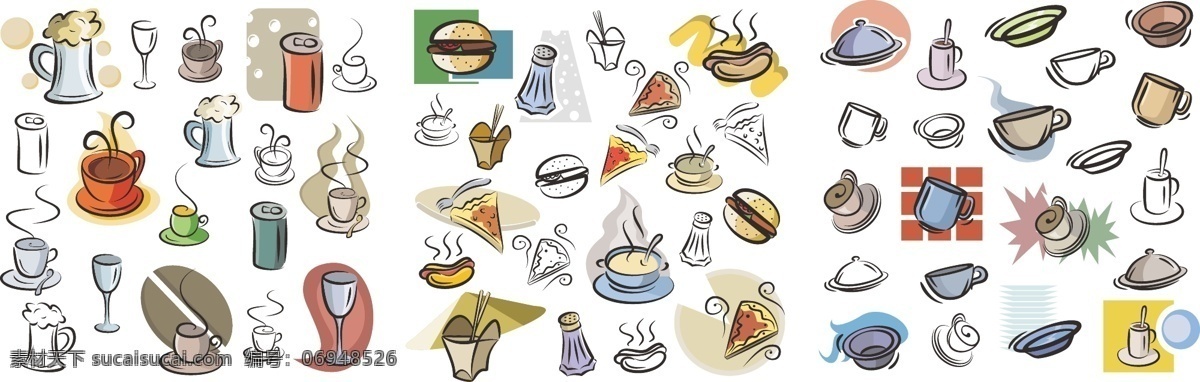 n 卡通 食物 矢量 杯子 插图 汉堡 咖啡 热饮 矢量食物 矢量图 多样 齐全 日常生活