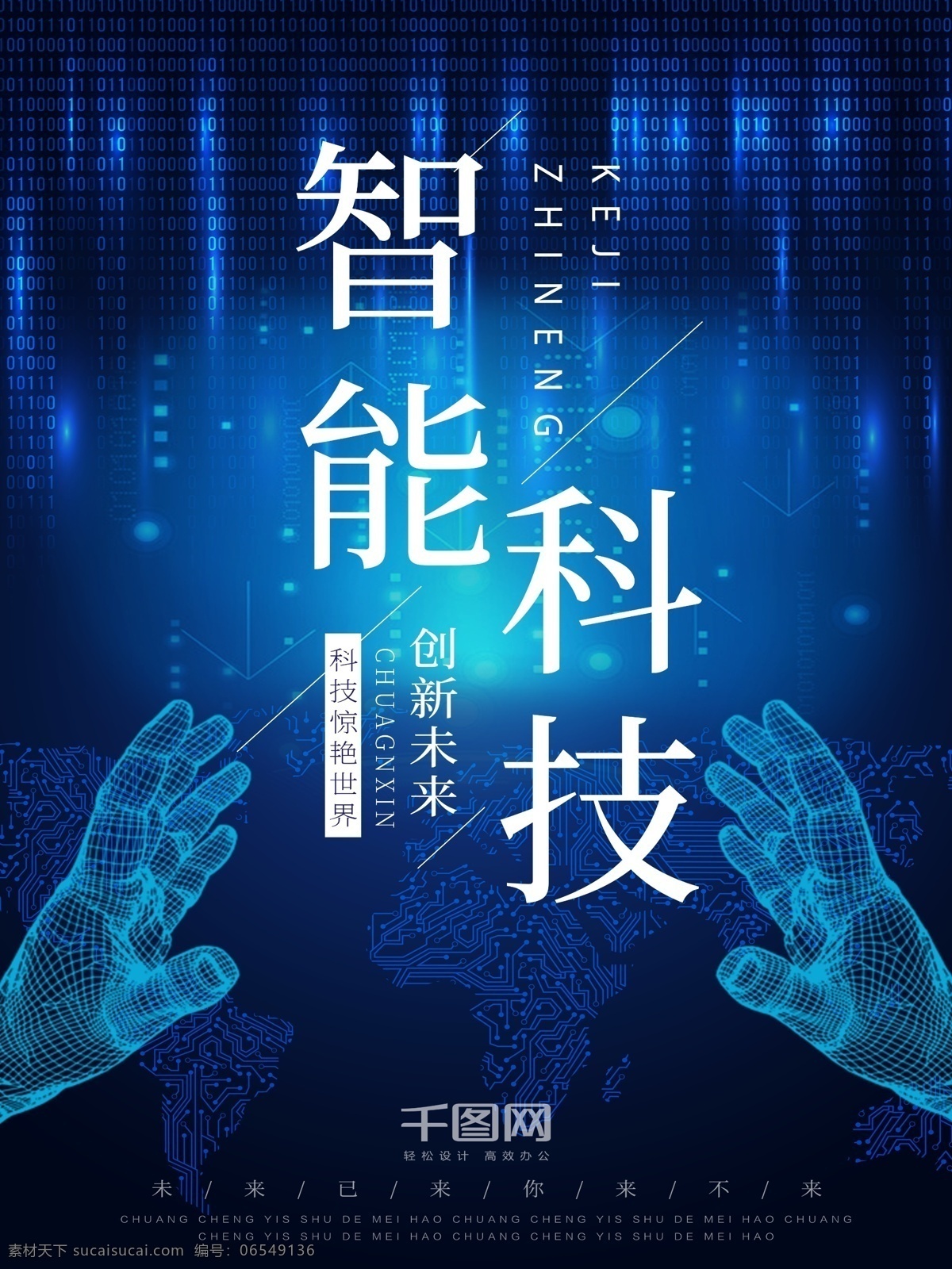 蓝色 原创 手绘 智能 科技 未来 创新 时代 海报