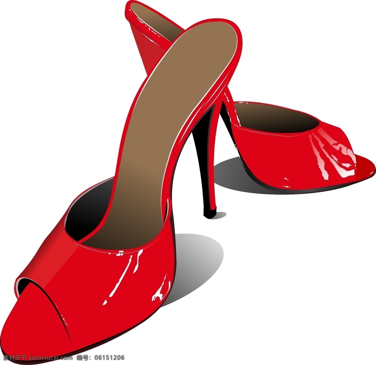 卡通 质感 光泽 高 鞋 凉 拖 元素 高档 矢量元素 手绘 红色拖鞋 高跟凉拖 ai元素