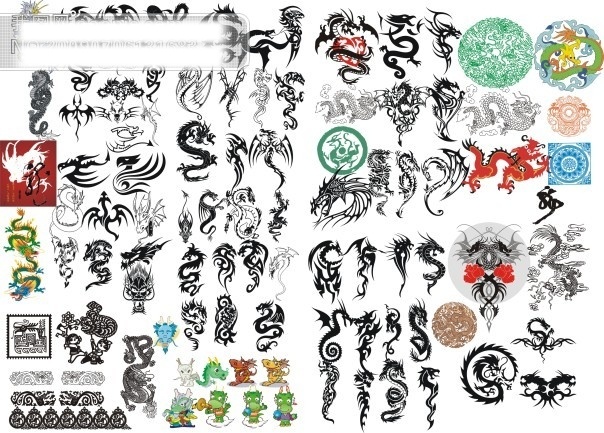 精美 纹身 古典 龙 传统文化 矢量图 文化艺术 矢量 其他矢量图