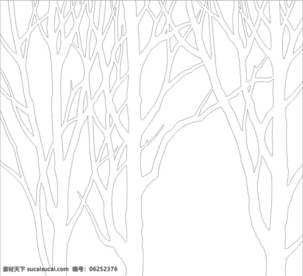 玉树清影02 玉树 树 树枝 树干 树杈 抽象树 艺术玻璃图库 移门图案