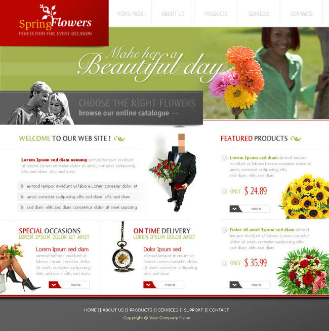 鲜花 公司 网站 模板 psd源文件 鲜花公司 网页素材 网页模板