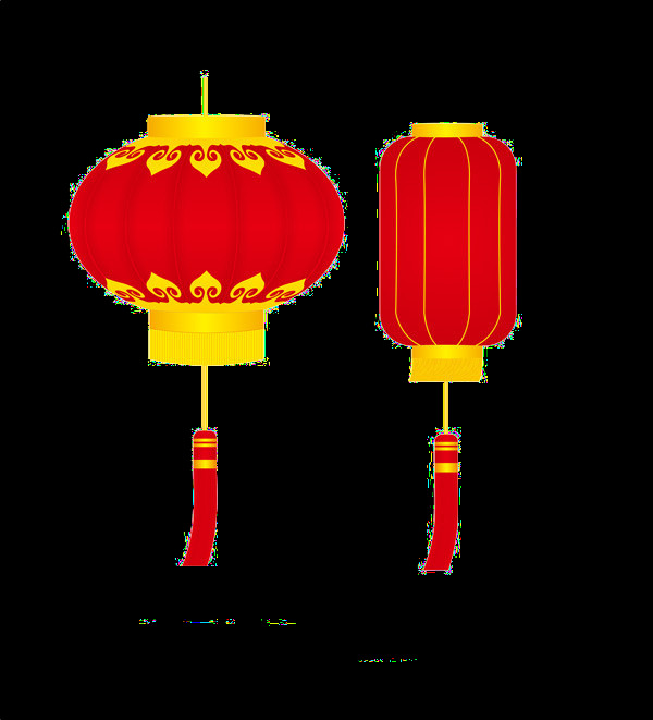 中式 传统 灯笼 元素 2018狗年 节日 png素材 灯笼模板 灯笼素材下载 红色 免扣元素 庆祝 双灯笼