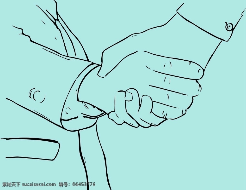创意 手绘 握手 手臂 矢量 商务 线条