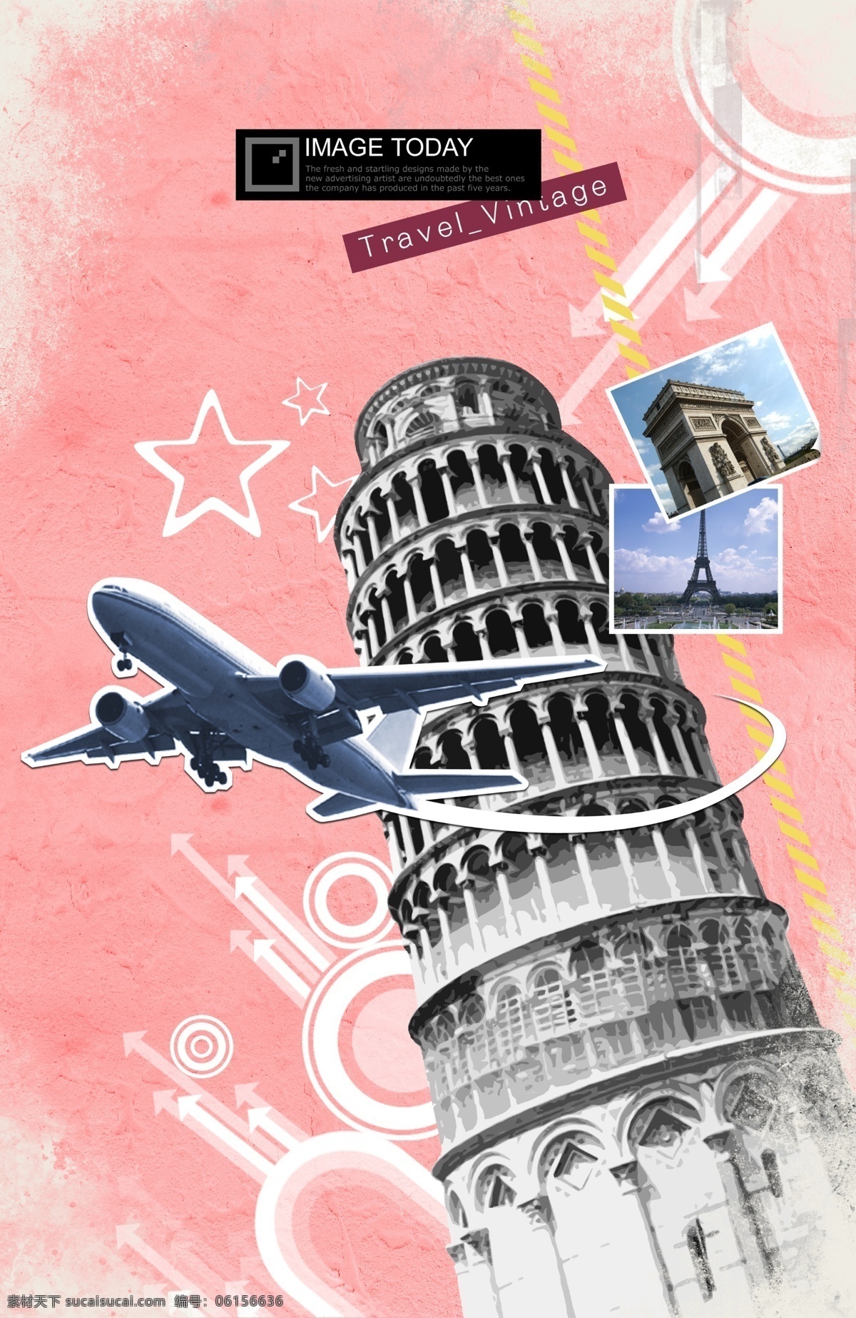 意大利 旅行 元素 时尚 时尚元素 旅游 复古元素 时尚复古 比萨斜塔 照片 飞机 建筑雕塑 环境设计 psd素材