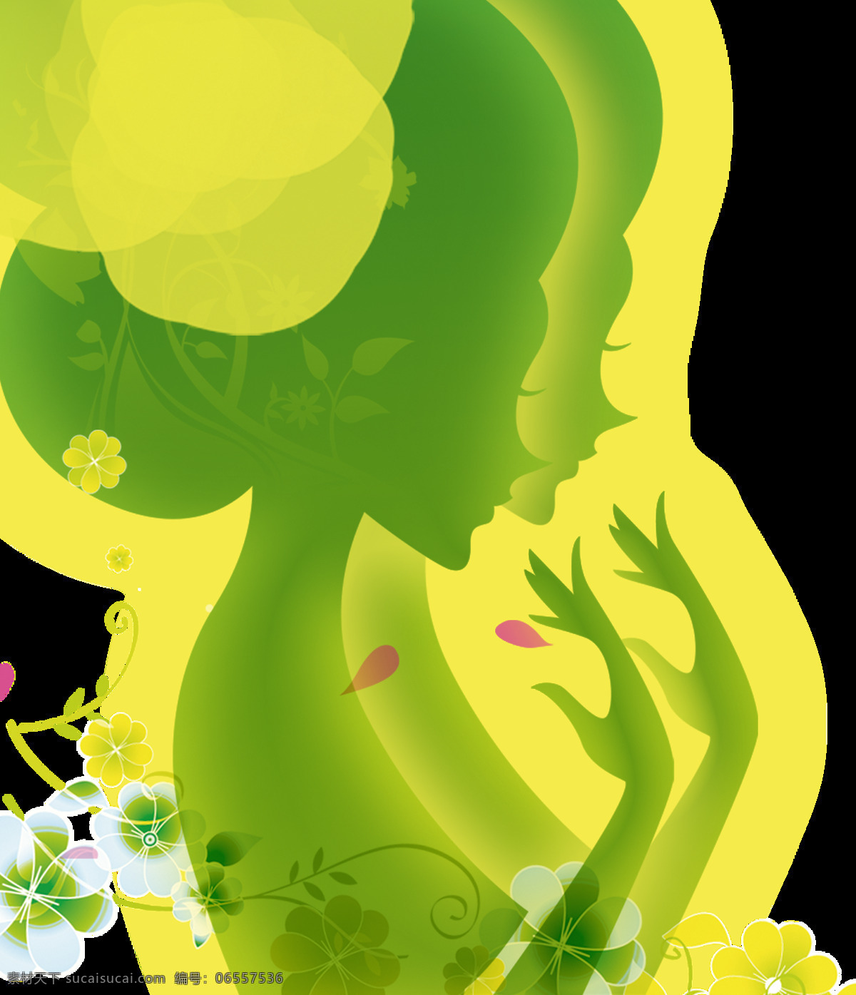 彩色 古典 美女 透明 装饰 免 扣 粉色 花朵 黄色 绿色 透明素材 鲜花
