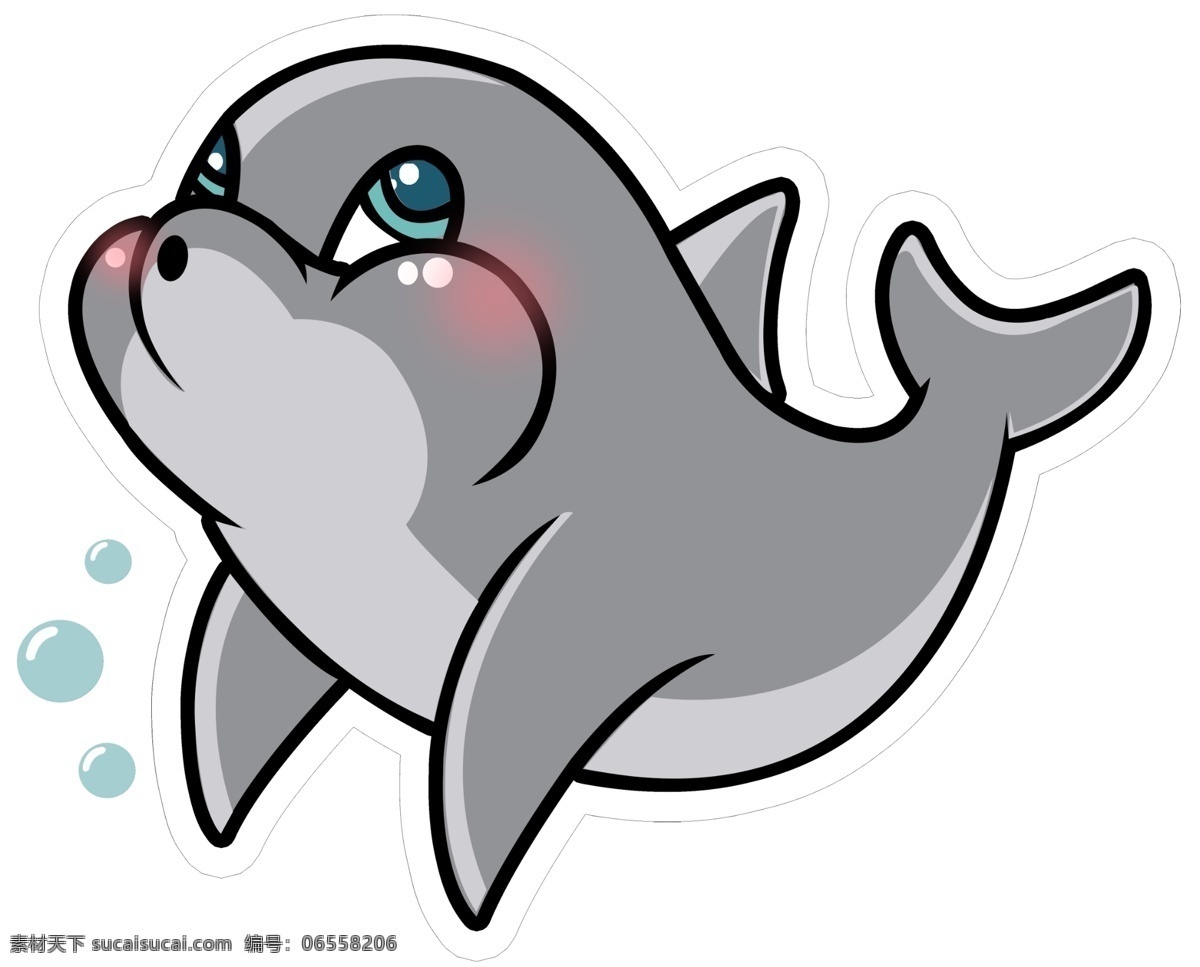 胖嘟嘟的海豚 灰色 胖嘟嘟 海豚 卡通 气泡