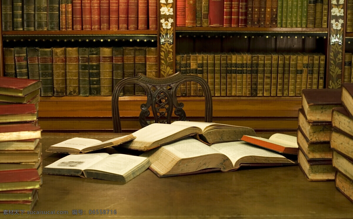 图书馆 里 书籍 图书室 书房 书本 典籍 古书 书架 书桌 经典图书馆 办公学习 生活百科 黑色