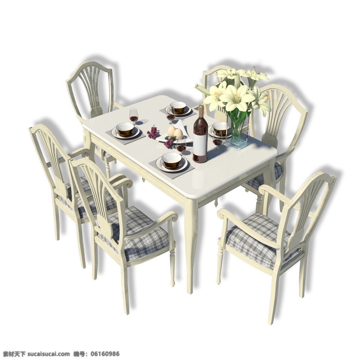 白色 简约 餐桌 餐椅 餐厅 实木 家具