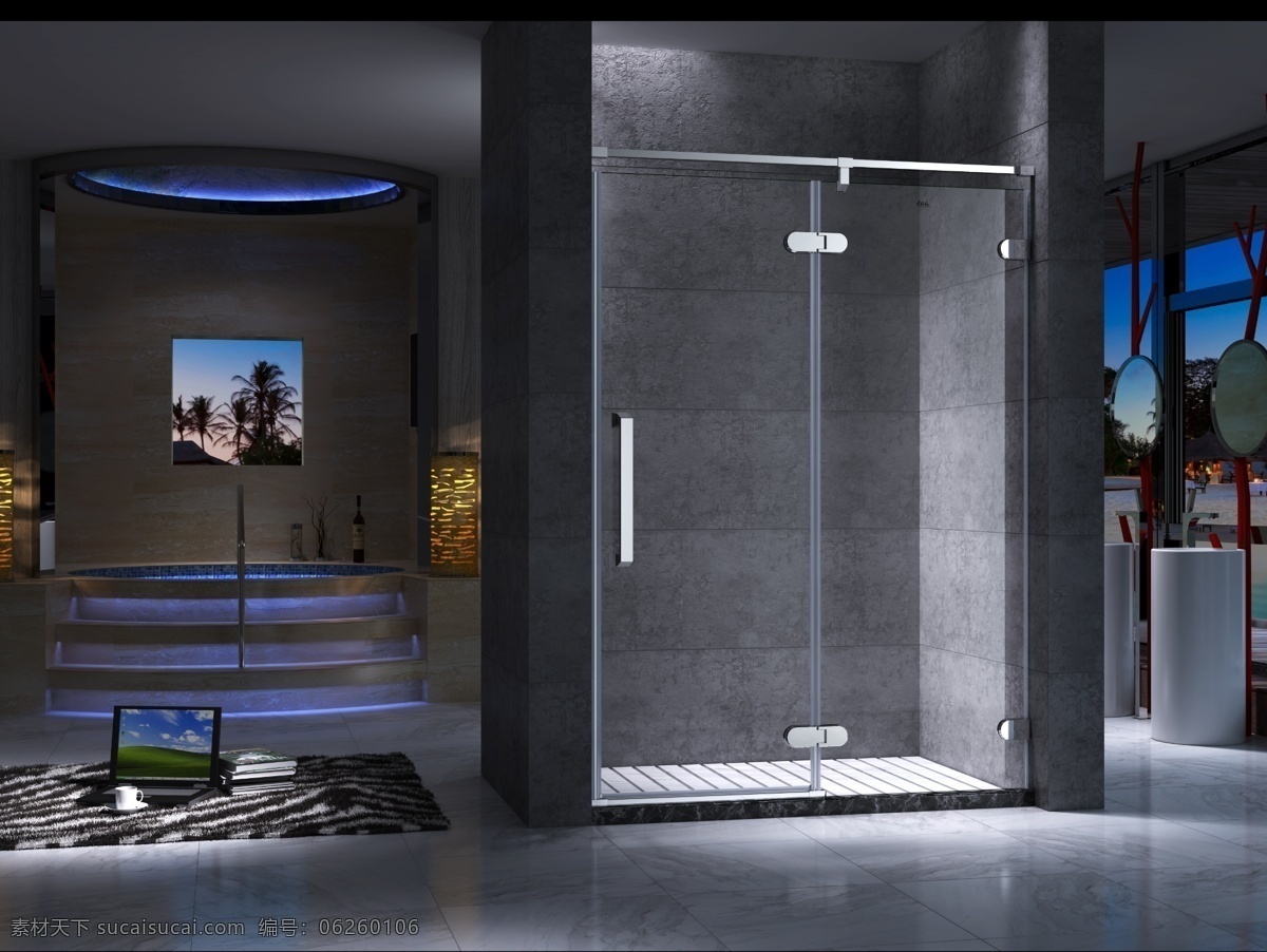 淋浴房效果图 淋浴房 效果图 高清图 3d 室内效果图 不锈钢 钢化玻璃 3d设计 3d作品