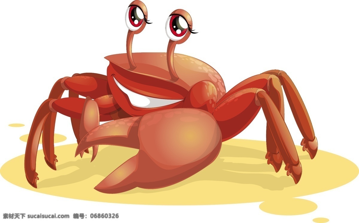 卡通 螃蟹 矢量 图形 矢量卡通形象 卡通螃蟹 可爱动物 矢量中国 矢量图世界 矢量下载 卡通动物 卡通插图 白色