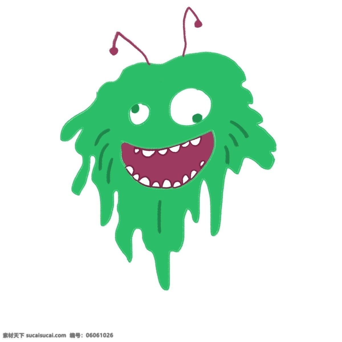 绿色 大 嘴 细菌 插画 大嘴巴细菌 卡通插画 细菌插画 病菌插画 传染细菌 有害病菌 绿色的细菌