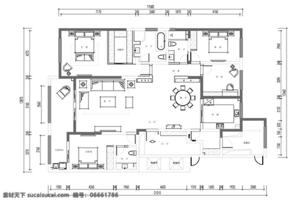 豪华 住宅 cad 平面 方案 高层 户型 图 定制 居室布局定制 居室 平面图 多层 室内设计 大平 层