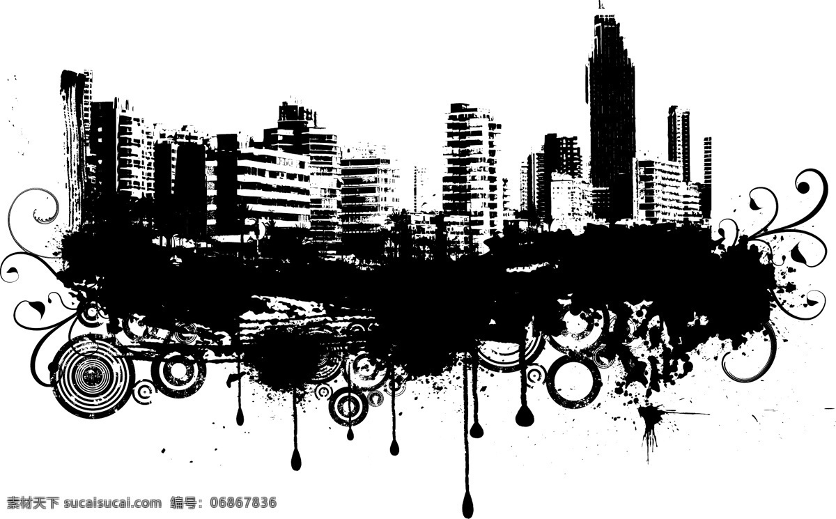 黑白 城市 白与黑 黑白城市 大都市 矢量图 建筑家居