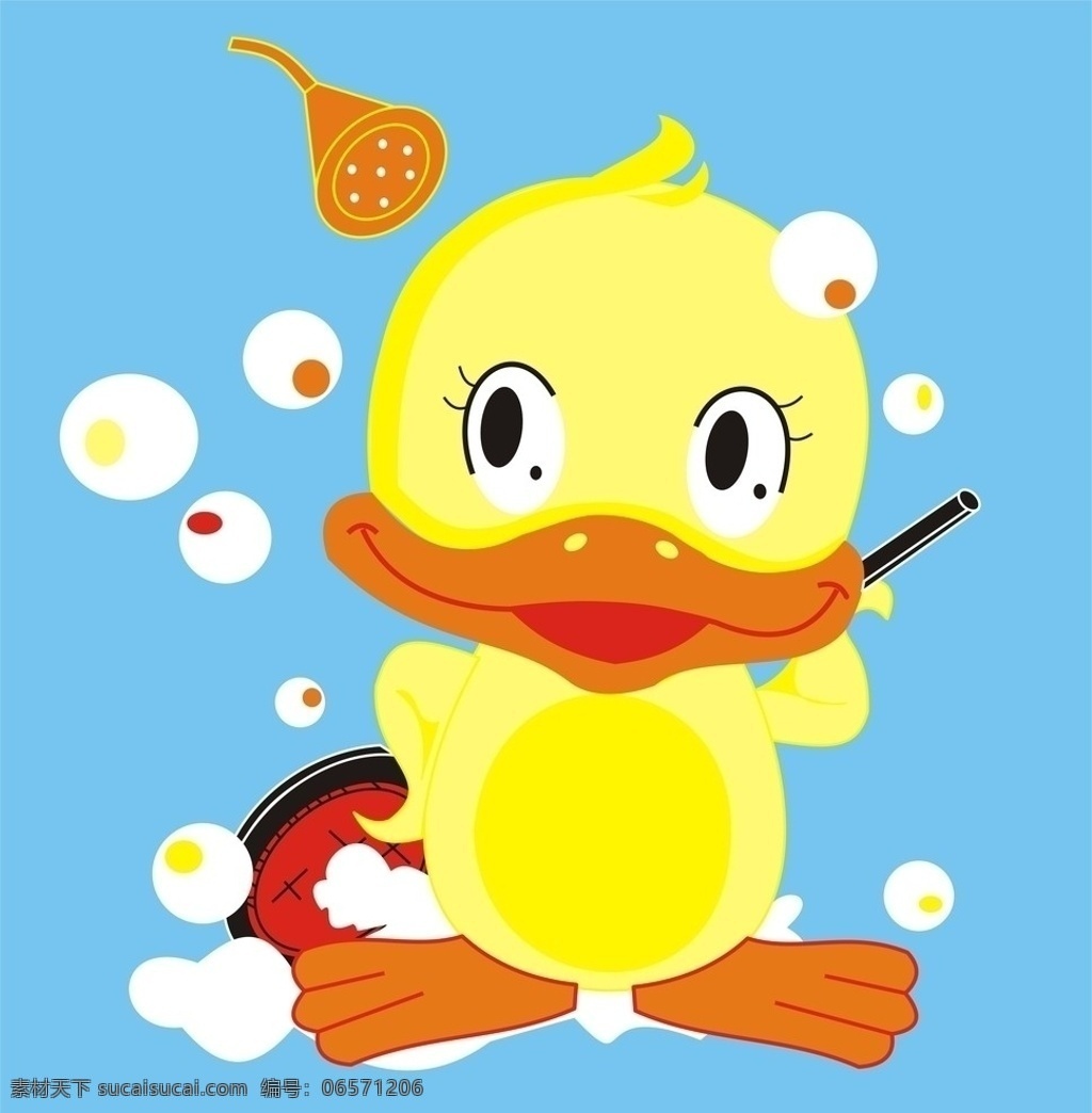 卡通鸭子洗澡 鸭子 卡通 矢量 小黄鸭 四格画 小鸭洗澡 家禽家畜 生物世界