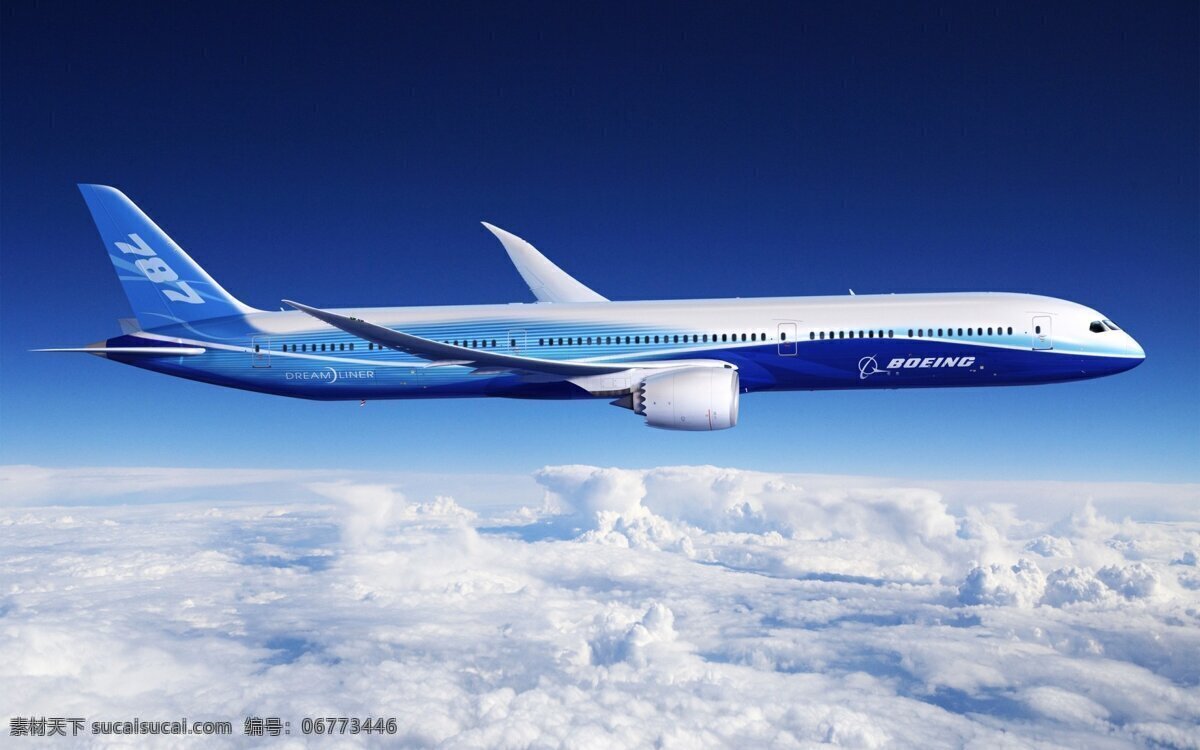 飞机 客机 波音 787 蓝天 白云 现代科技 交通工具