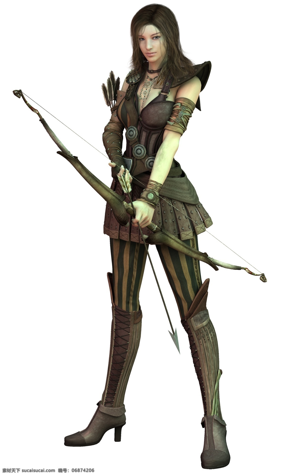激战 游戏 女 弓箭手 女战士 手绘 插画 cg 动漫 人物 分层 源文件