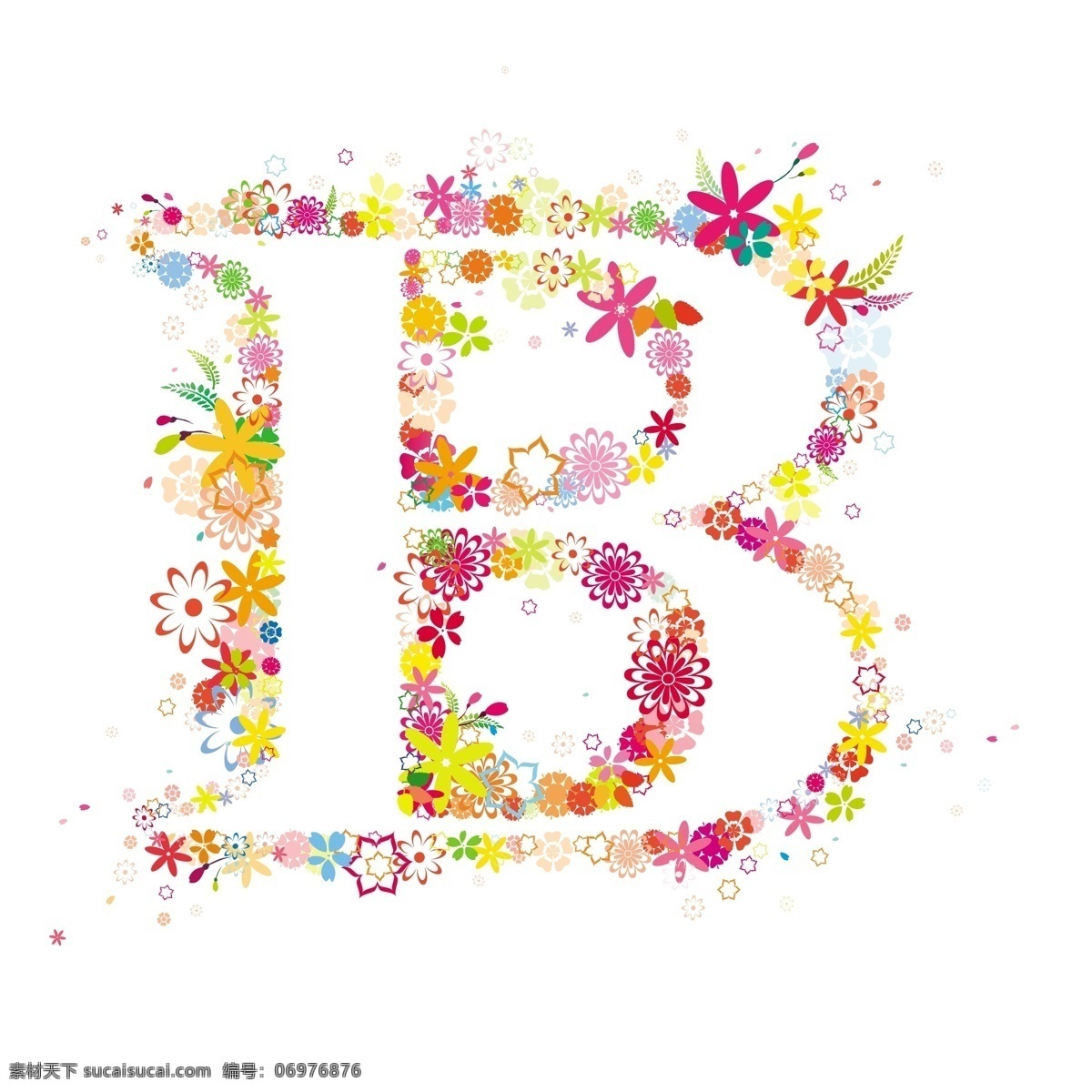 花朵 字母 数字 大写字母 矢量图