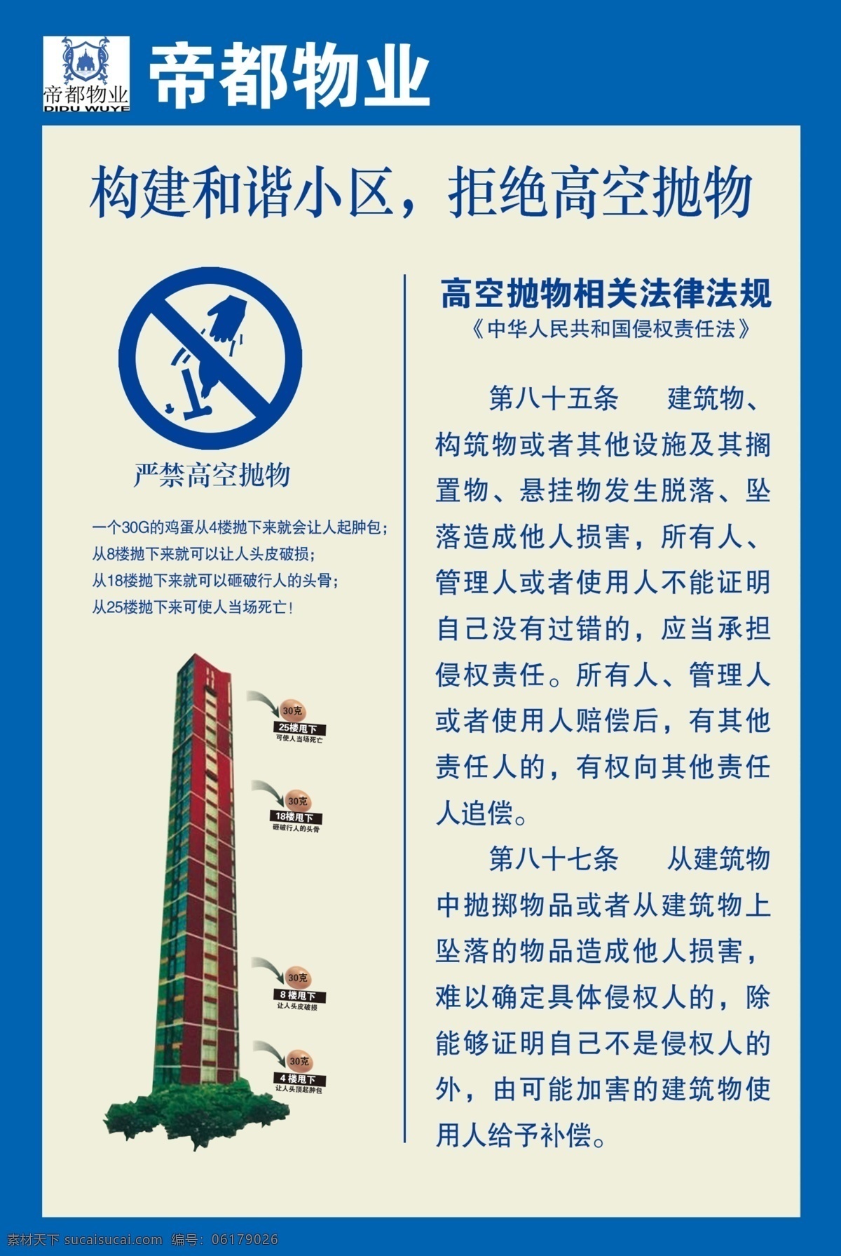 高空抛物警示 高空抛物海报 警示牌 禁止高空抛物