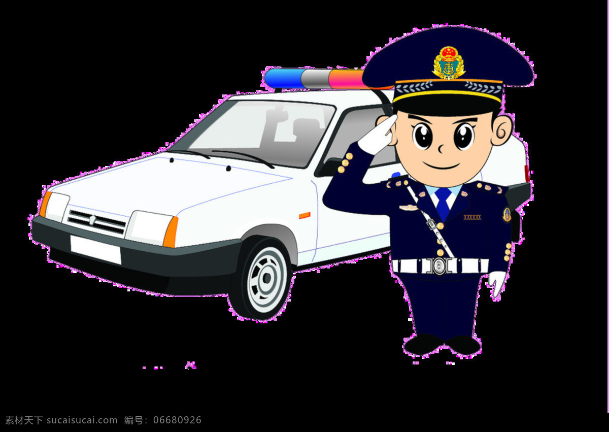 卡通 交警 警车 图案 元素 安全出行 抽象素材 交通安全 卡通人物 礼让三先