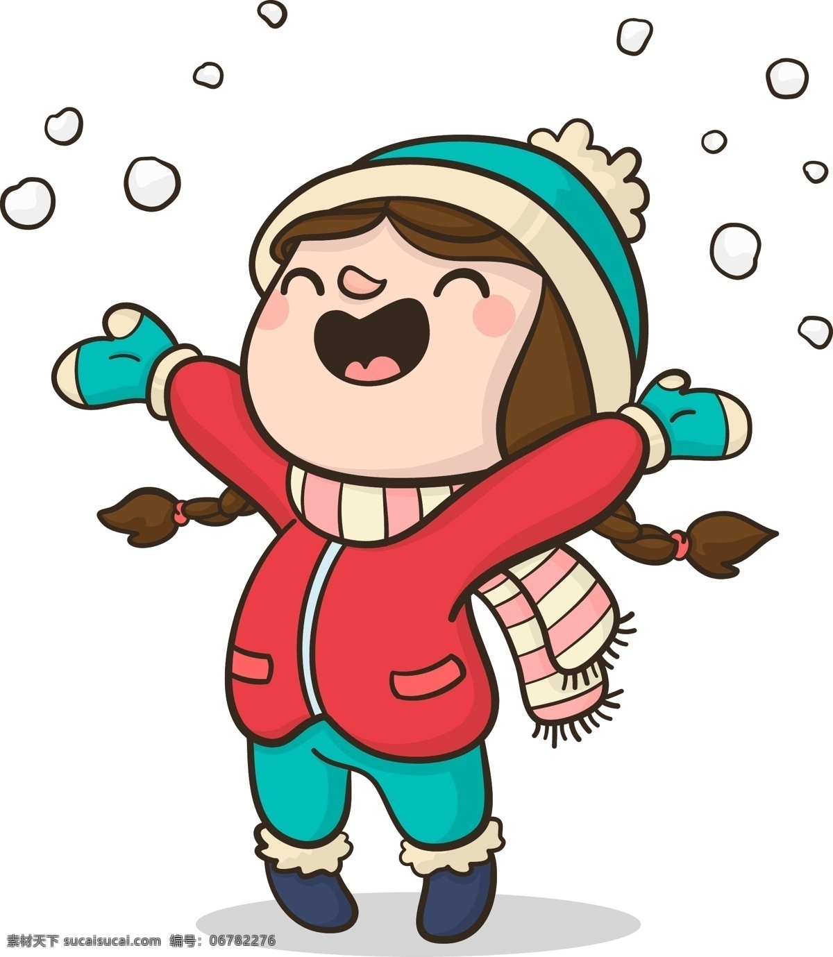 扔 雪球 女孩 原创 元素 开心 大笑 玩耍 雪块 扔雪球