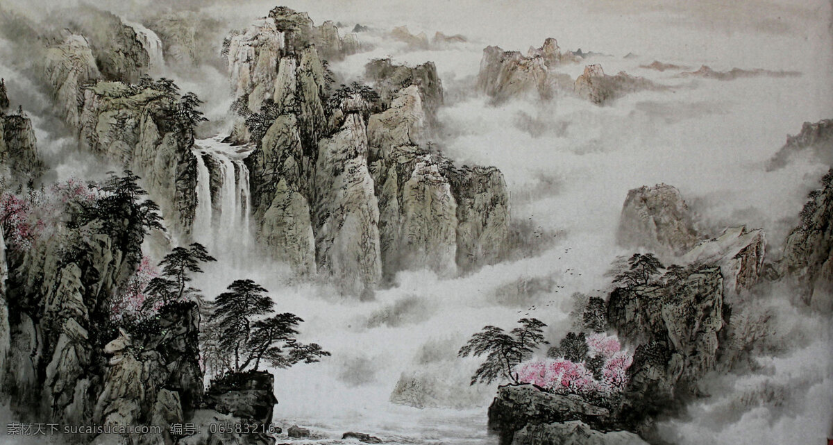 国画山水 国画 山水 水墨 现代 横幅 国画艺术 文化艺术 绘画书法