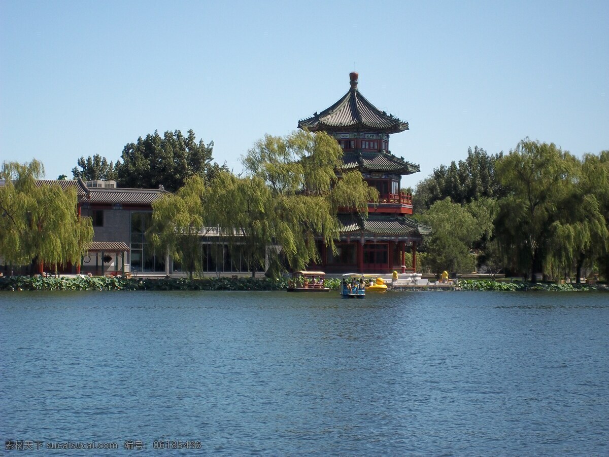 北京什刹海 公园 水 树 湖 海 风景 背景 底图 景色 古建 蓝天 旅游摄影 国内旅游
