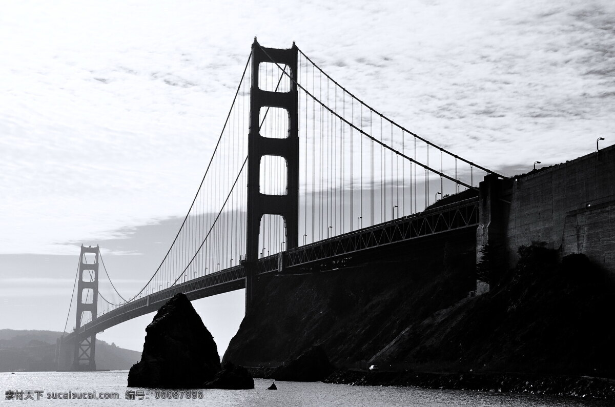 黑白 跨海 大桥 跨海大桥 黑白大桥 桥建筑 悬索桥 桥梁
