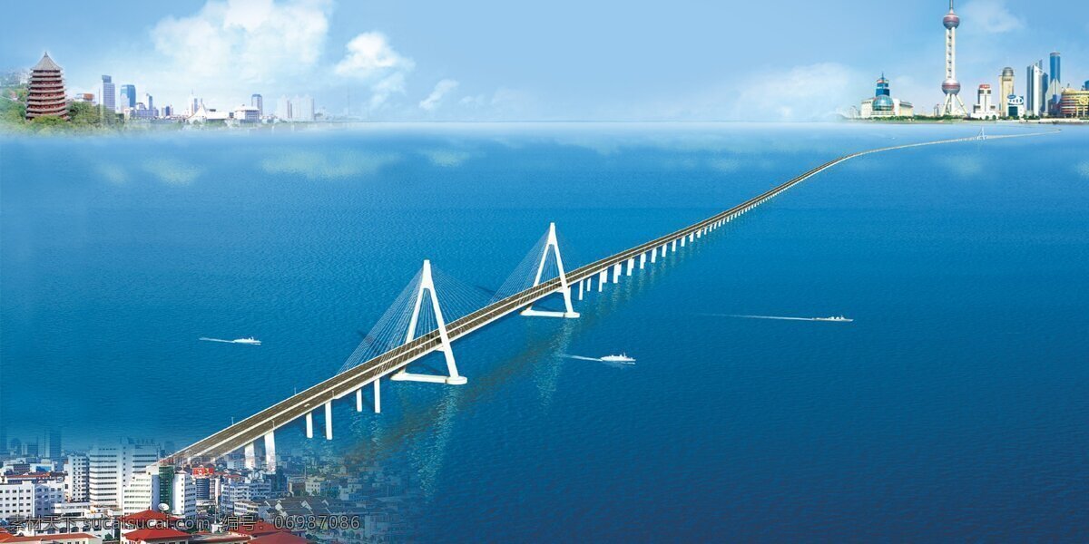 杭州湾 跨海 大桥 自然景观 人文景观 设计图库