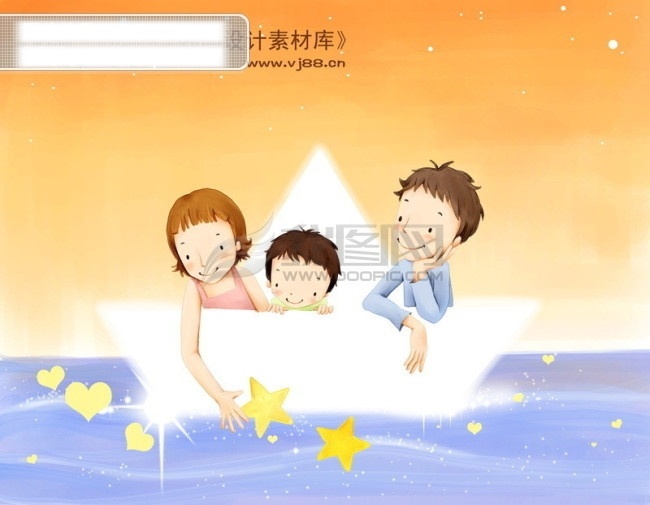 hanmaker 韩国 设计素材 库 父母 孩子 家庭 卡通 可爱 漫画 全家 生活 幸福 psd源文件