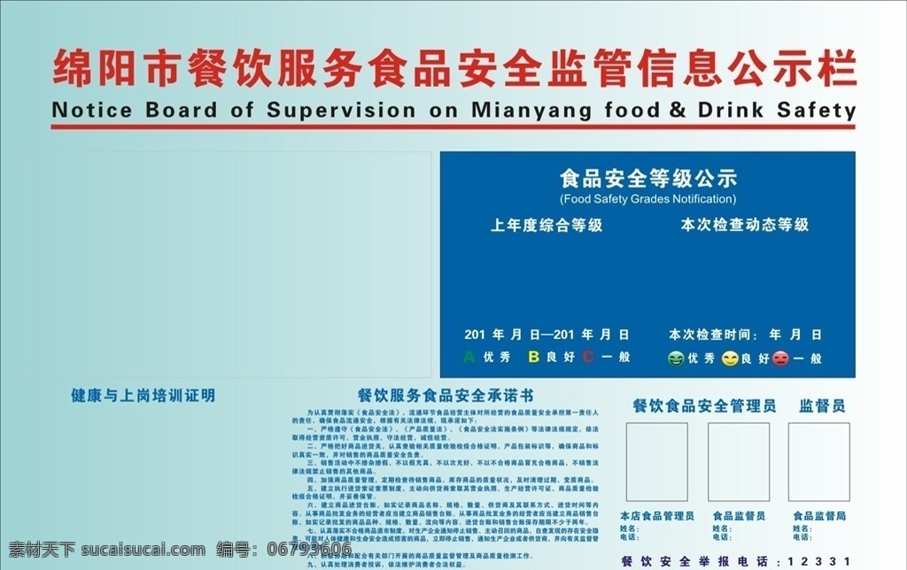 绵阳市 餐饮服务 食品安全 餐饮 服务 食品 安全 公示栏 展板 安全管理