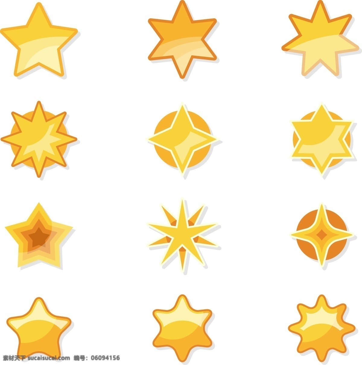 矢量 金色 五角星 装饰 元素 多边形 卡通 装饰元素