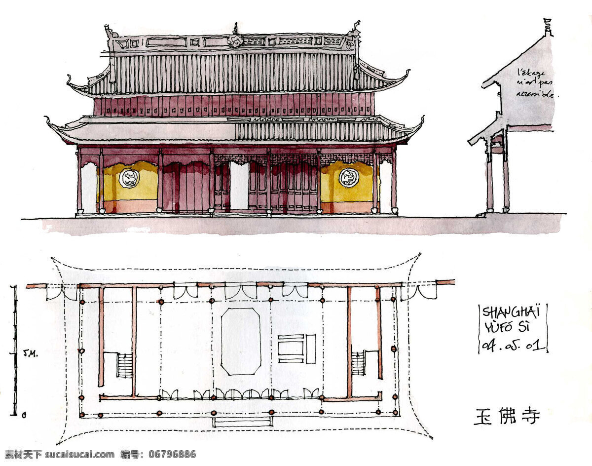 建筑画 淡彩 白描 钢笔画 风景 绘画书法 文化艺术