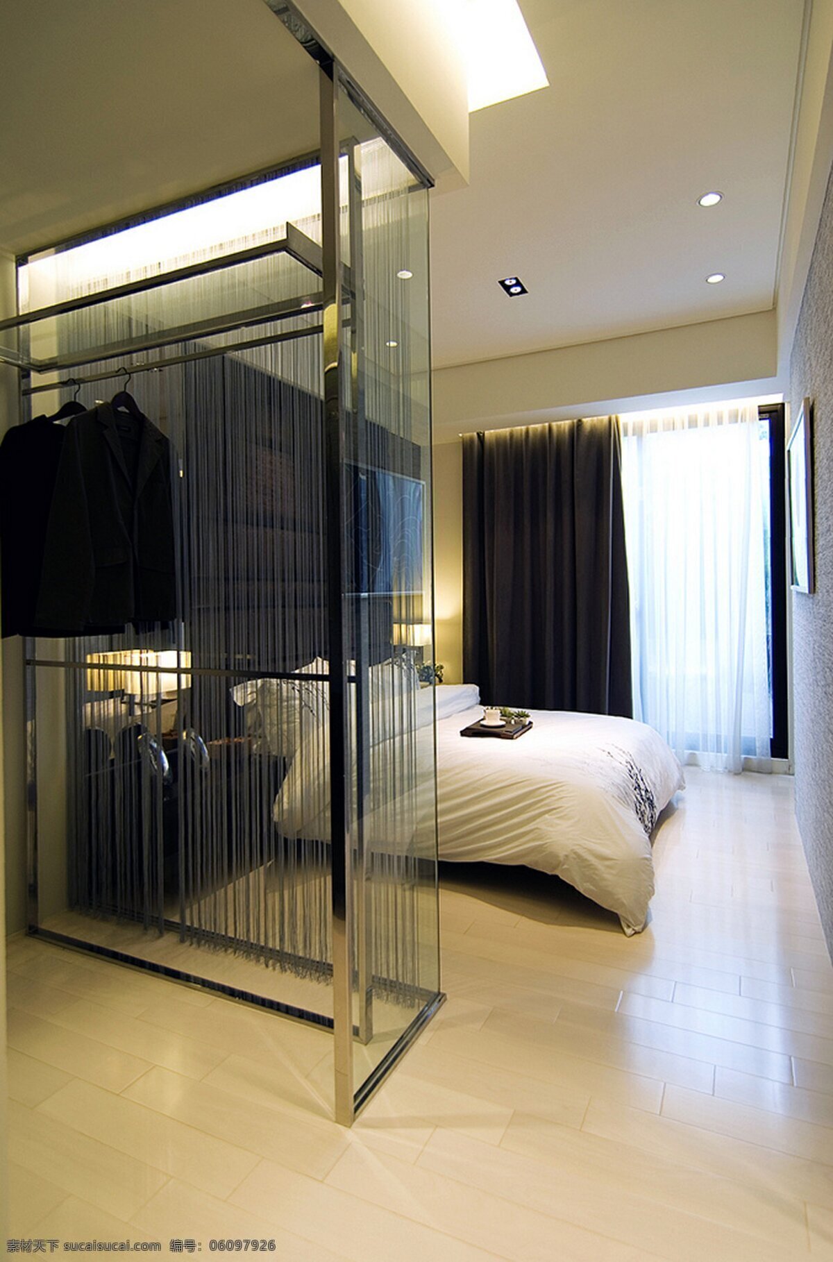 简约 风 室内设计 卧室 进口 衣柜 效果图 现代 床 吊灯 白色 调 家装