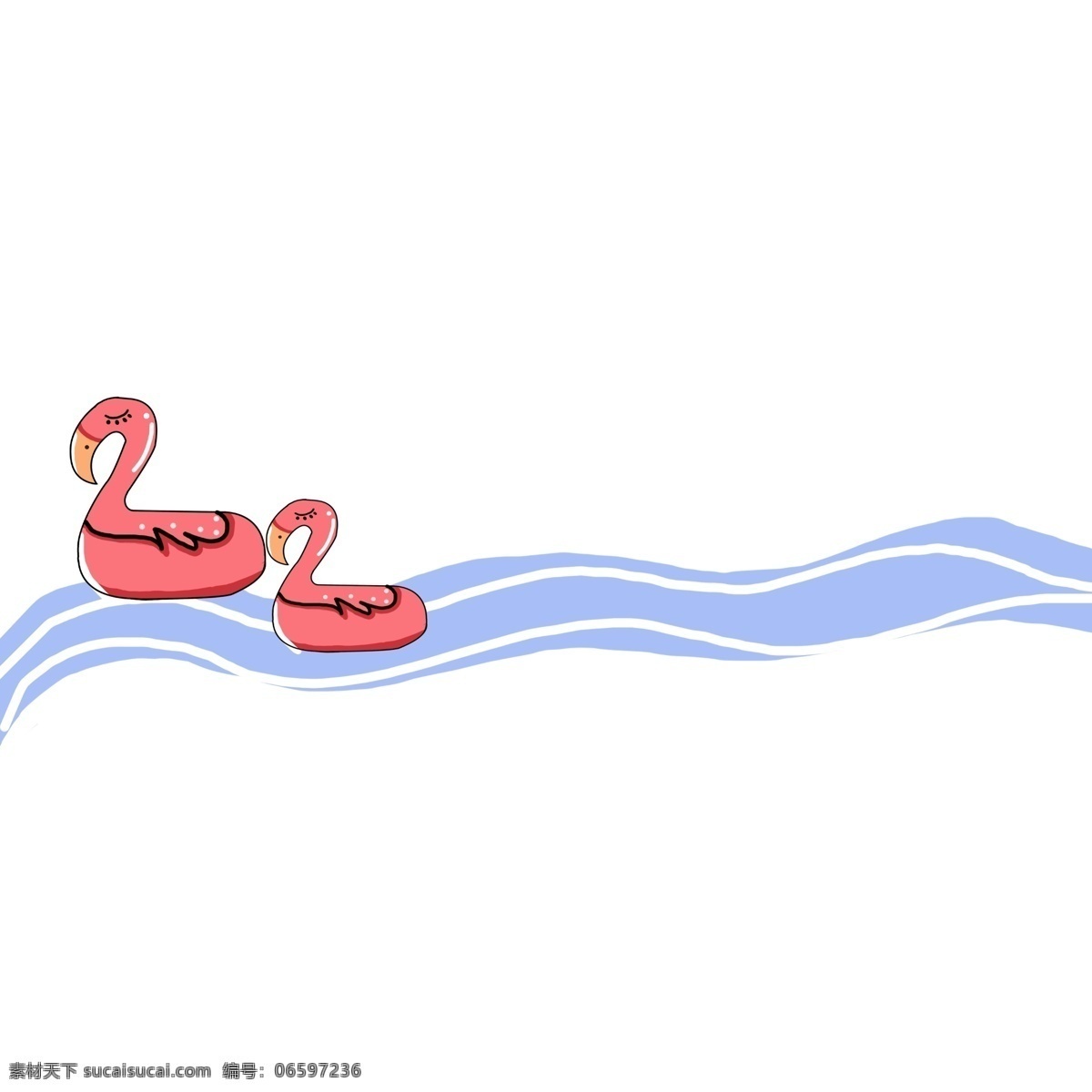 鸭子 游泳 分割线 红色的鸭子 卡通插画 分割线插画 简易分割线 直线分割线 蓝色的清水