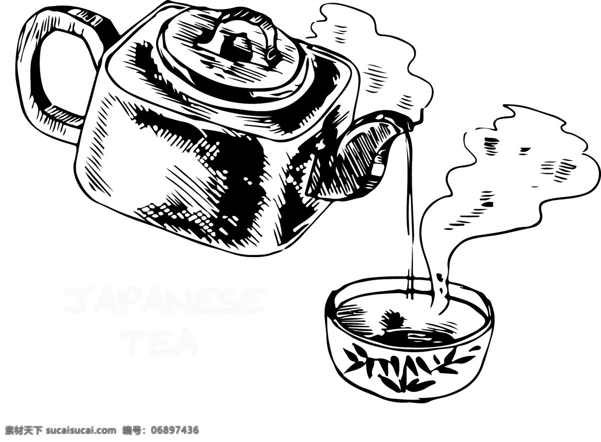 手绘 茶壶 矢量图 手绘素材 矢量素材 茶杯 茶