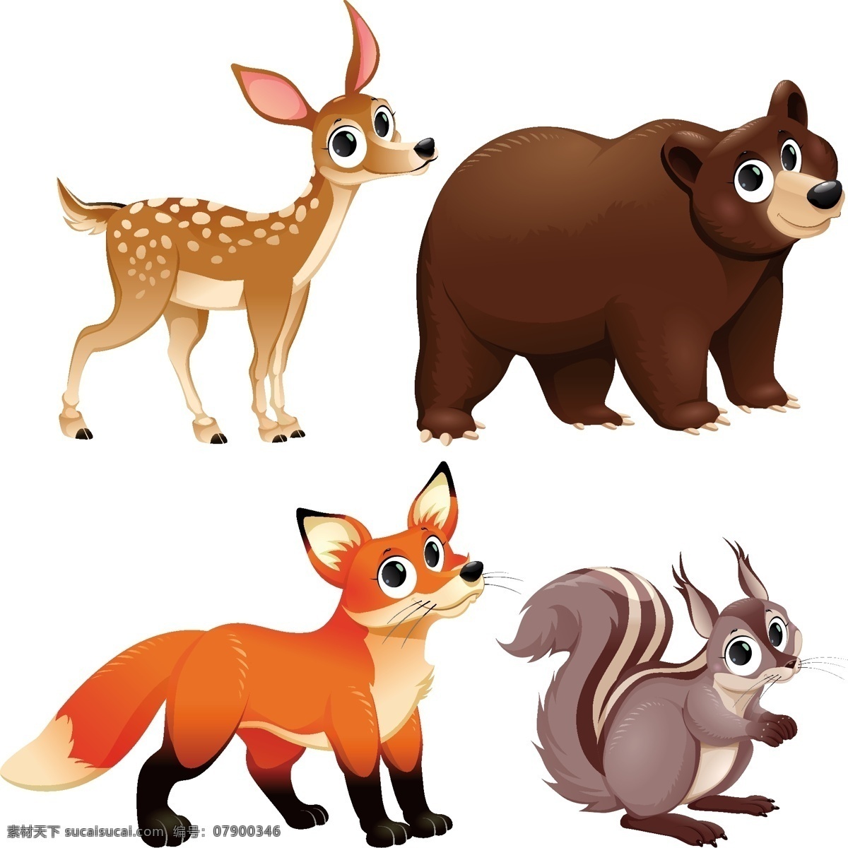 组 大 眼睛 可爱 动物 卡通 卡哇伊 矢量素材 小动物 创意设计 简约 创意 元素 生物元素 动物元素