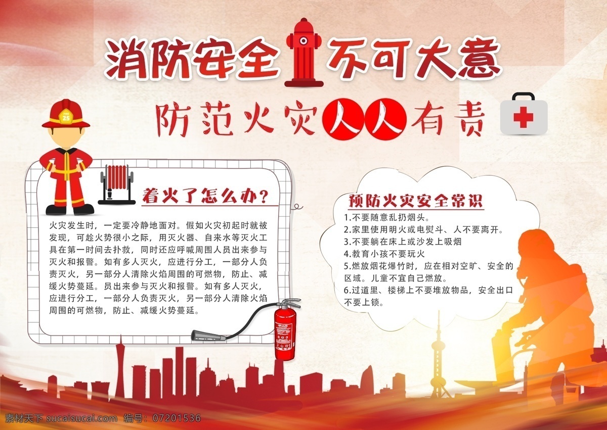 消防 安全 知识 宣传 小报 创意海报 火警 火灾 手抄报 消防装备 学校宣传 医疗包 知识宣传