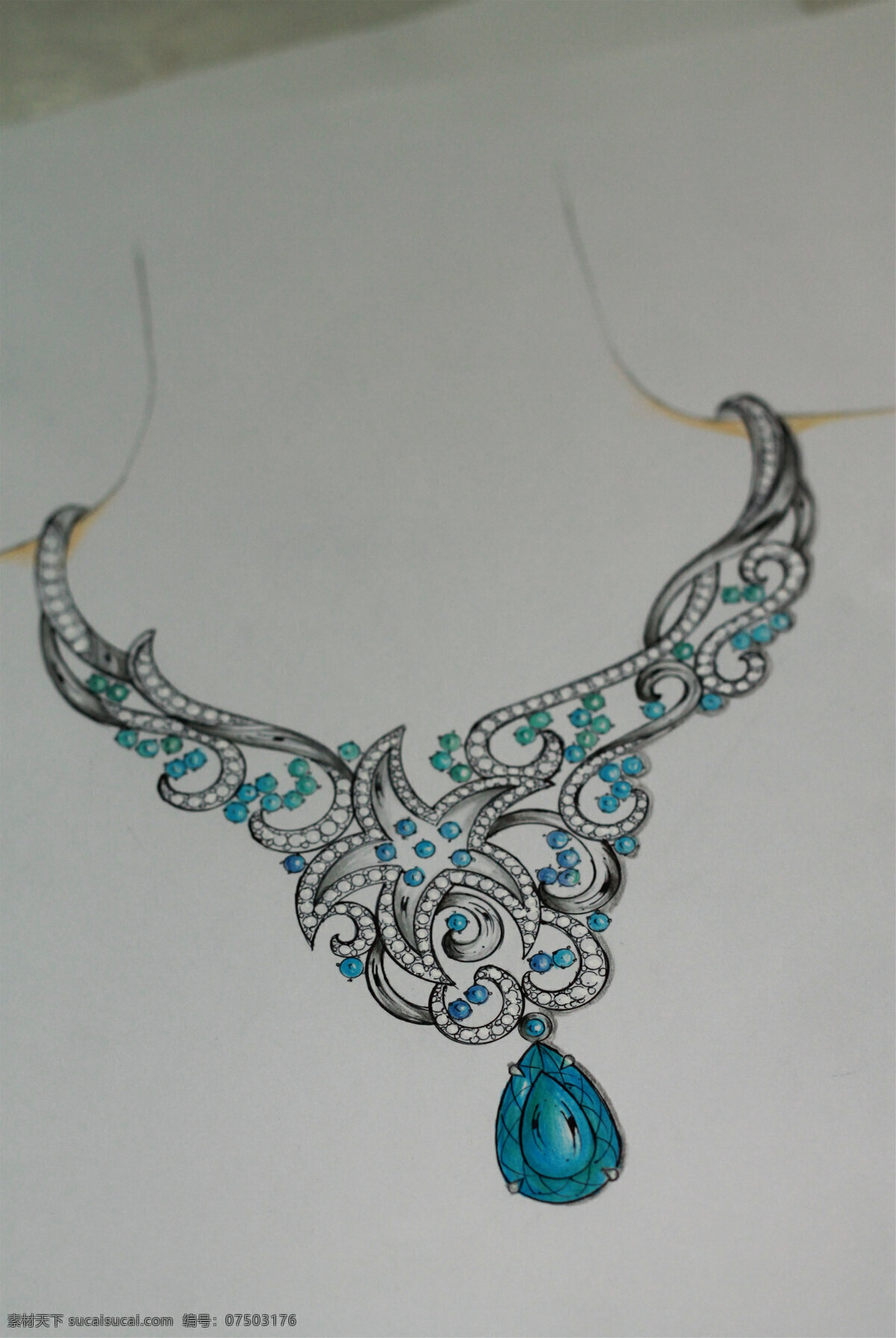 彩色 项链 手绘 珠宝 时尚 创意 潮流 新颖 美丽 灰色
